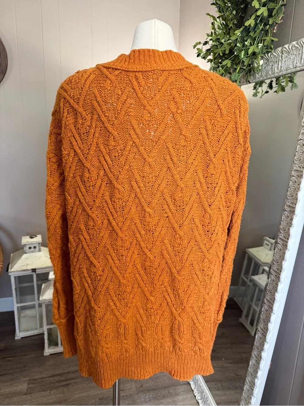 Free People • Burnt Orange Montana Cable Knit Cardigan